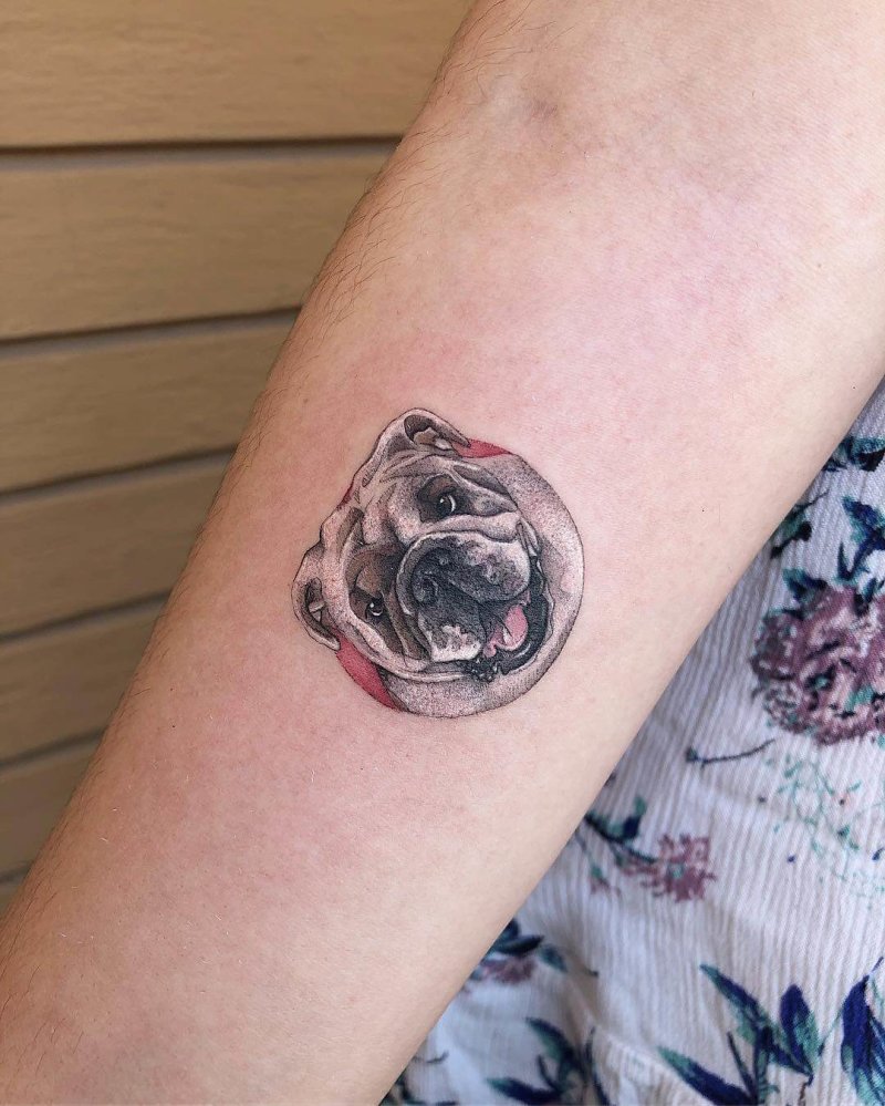English bulldog small head tattoo
